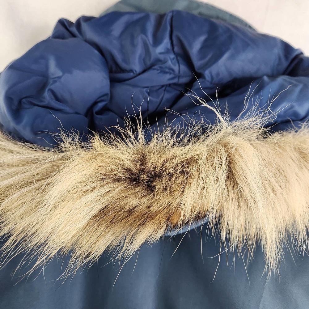 Vintage Mens Sears Parka Coat with Removable Hood Blue Size 44  Down Fill - Picture 4 of 12